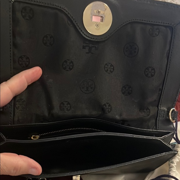 Tory Burch Black Leather Envelope Bag Clutch W/ Detachable Chain Designer READ - Picture 16 of 16